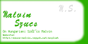 malvin szucs business card